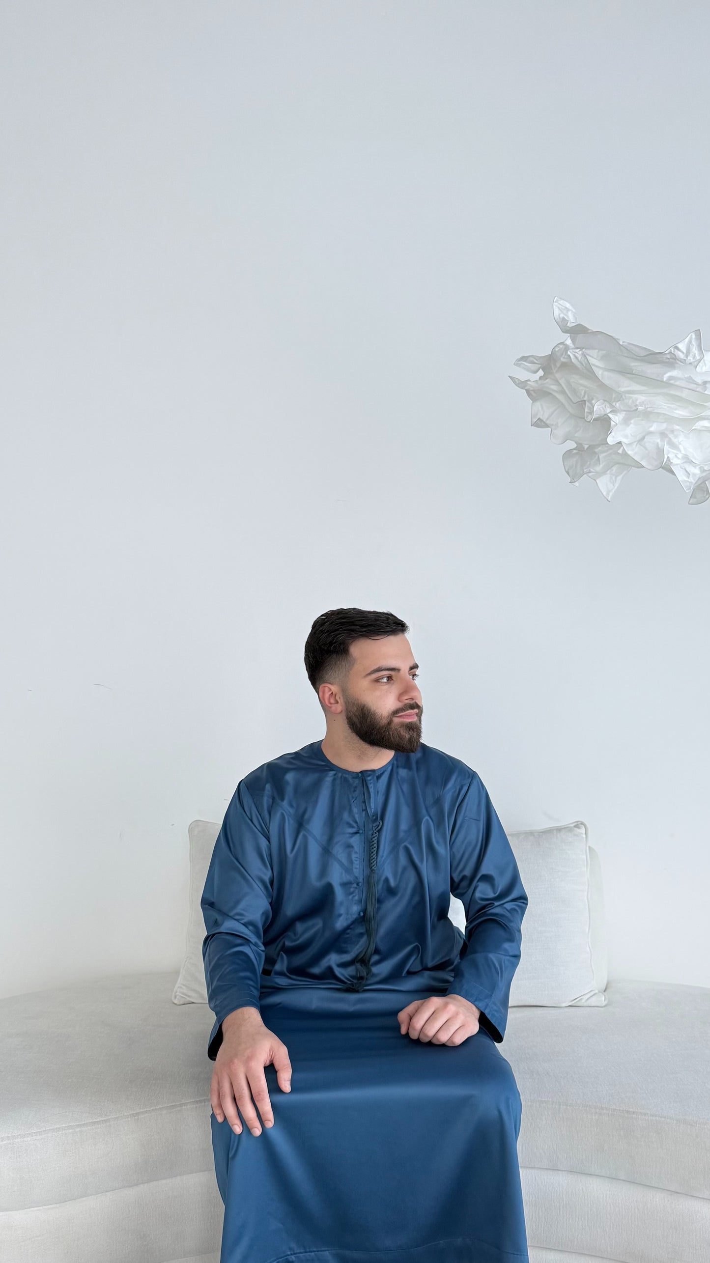 Premium Emirati Thobe - Ocean Blue