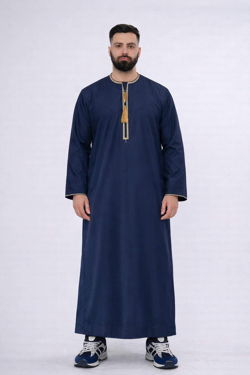 Emirati Thobe With Gold Embroidery - Navy