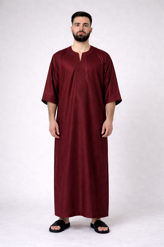 Moroccan Thobe - Maroon