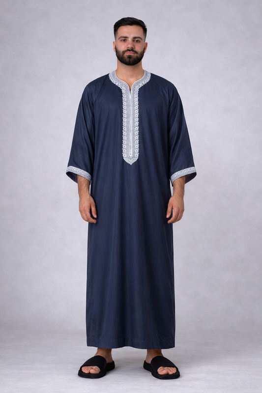 Moroccan Thobe - Navy