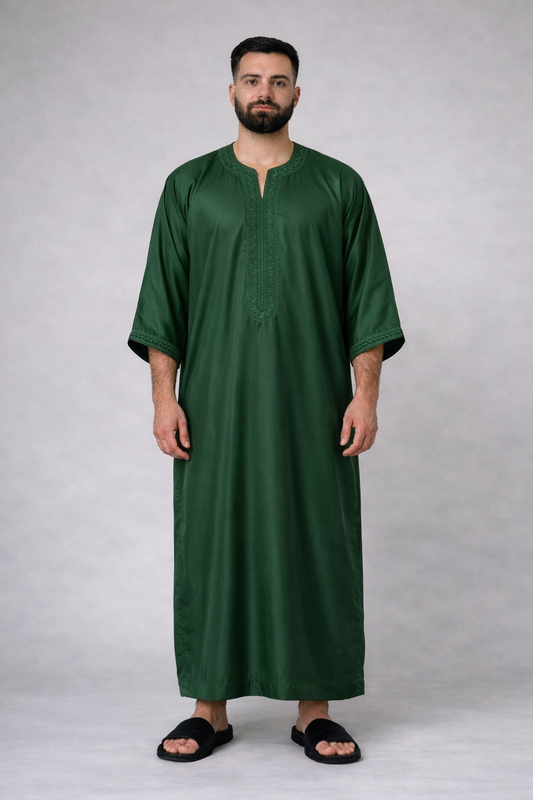 Moroccan Thobe - Emerald Green